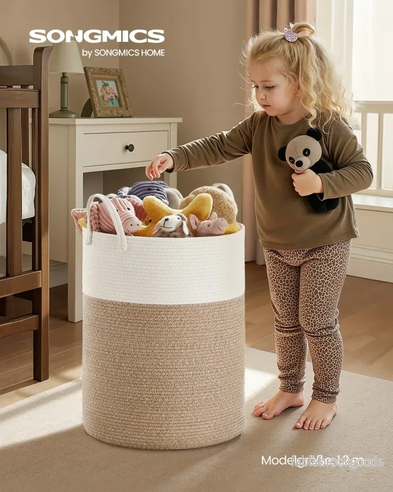 Wasmand - 40 x 40 x 60 cm - Katoenen touw - Wit-grijs-bruin - 15 kg capaciteit - Bild 2