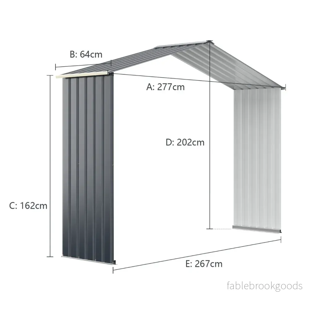 Utomhusförlängningssats – för metallskjul förlängd – 277 x 202 x 64 cm – Grå