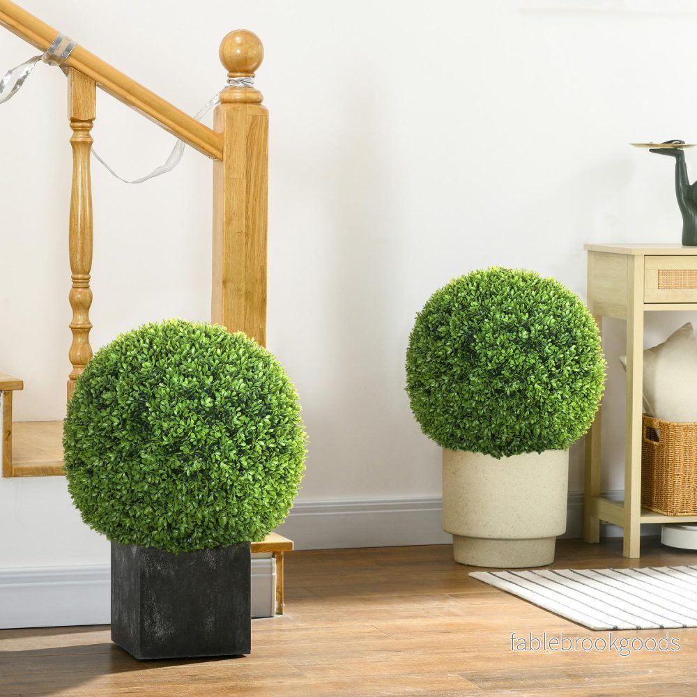 Set med 2 konstgjorda buxbombollar 40 cm för inomhus-/utomhusdekor - Bild 2