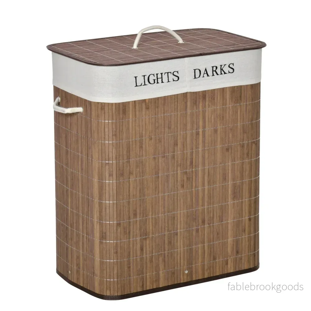 100L tvättkorg – bambu, bomull, 3 handtag, tvättbar 100L tvättkorg – bambu, bomull, 3 handtag, tvättbar