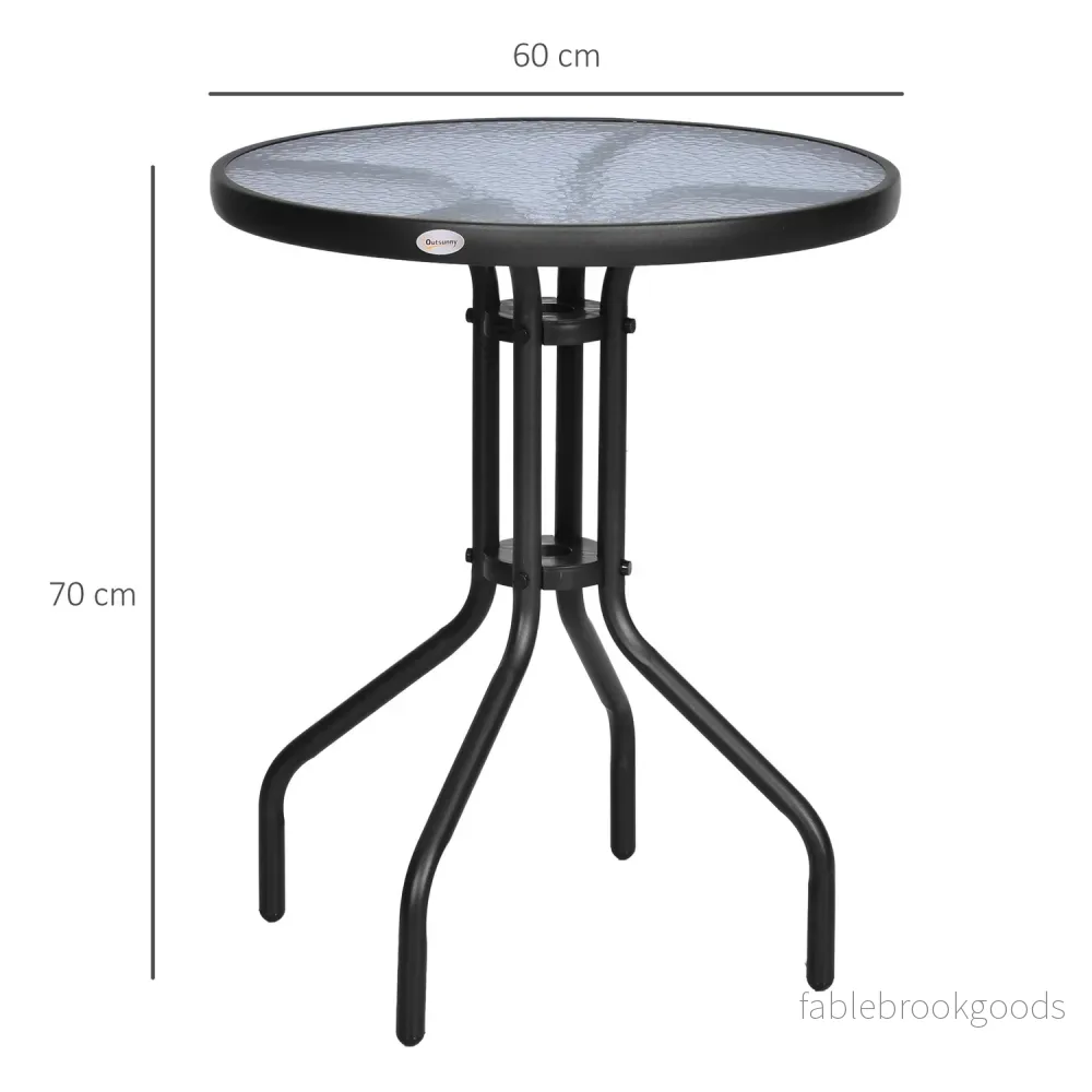 Runt Trädgårdsbord i Metall & Glas – Ø60 X H70 cm - Bild 3