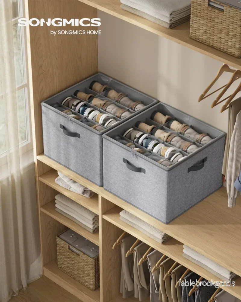 Schoenorganizer - 43 x 43 x 32 cm - tot 16 paar schoenen - verstelbare tussenschotten - duifgrijs - maximaal 18 kg per organizer - Bild 2