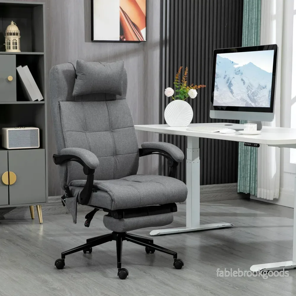 Ergonomisk kontorsstol med massage & ländryggsvärme, Grå - Bild 2