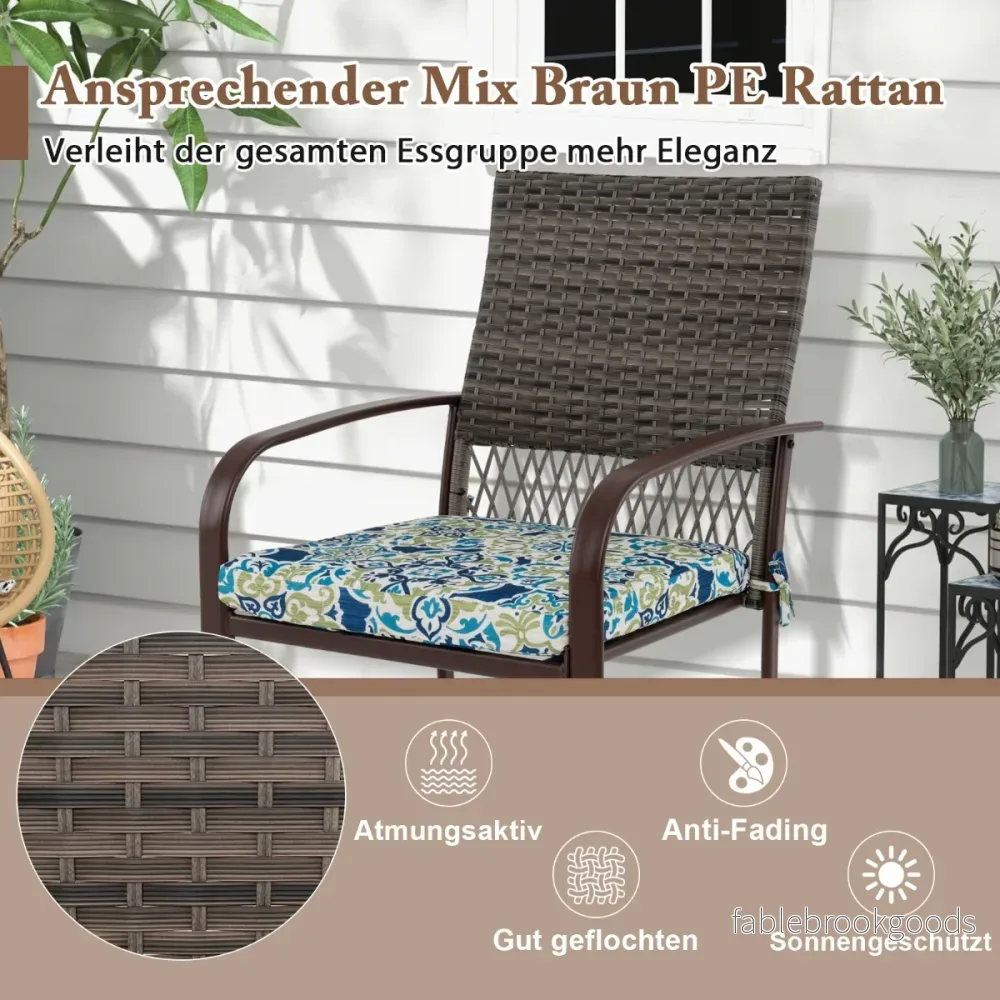 Trädgårdsmöbler – i polyrattan för personers bordsskiva av WPC med paraplyhål – 4 – Brun - Bild 2