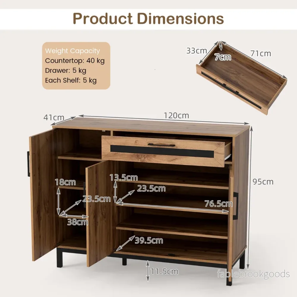 Buffet – Sideboard Sidobord Trästort lantliv Förvaringsskåp – 120 cm – Natur - Bild 2