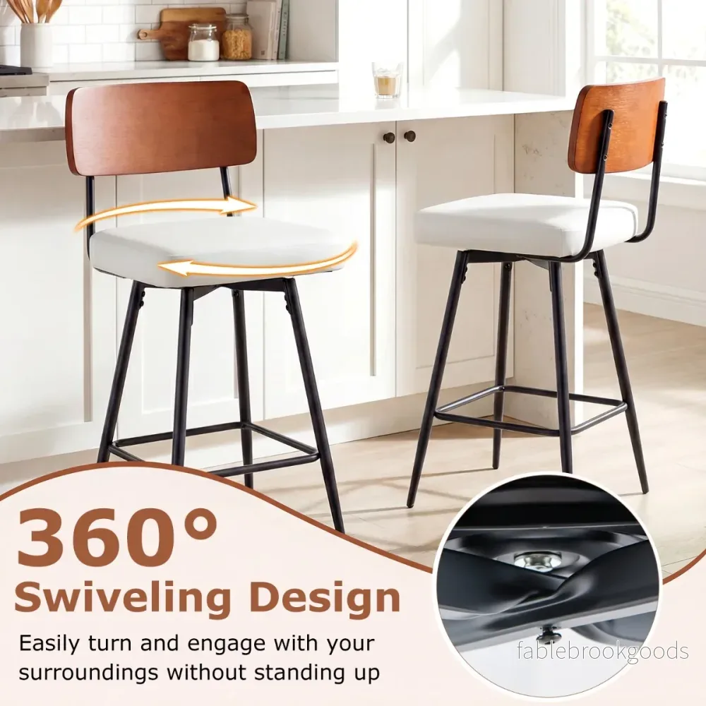 pack – barhocker, roterbara, industriella barstolar med vadderad ryggstöd, fyrkantiga, vita – 2 – Vit - Bild 3