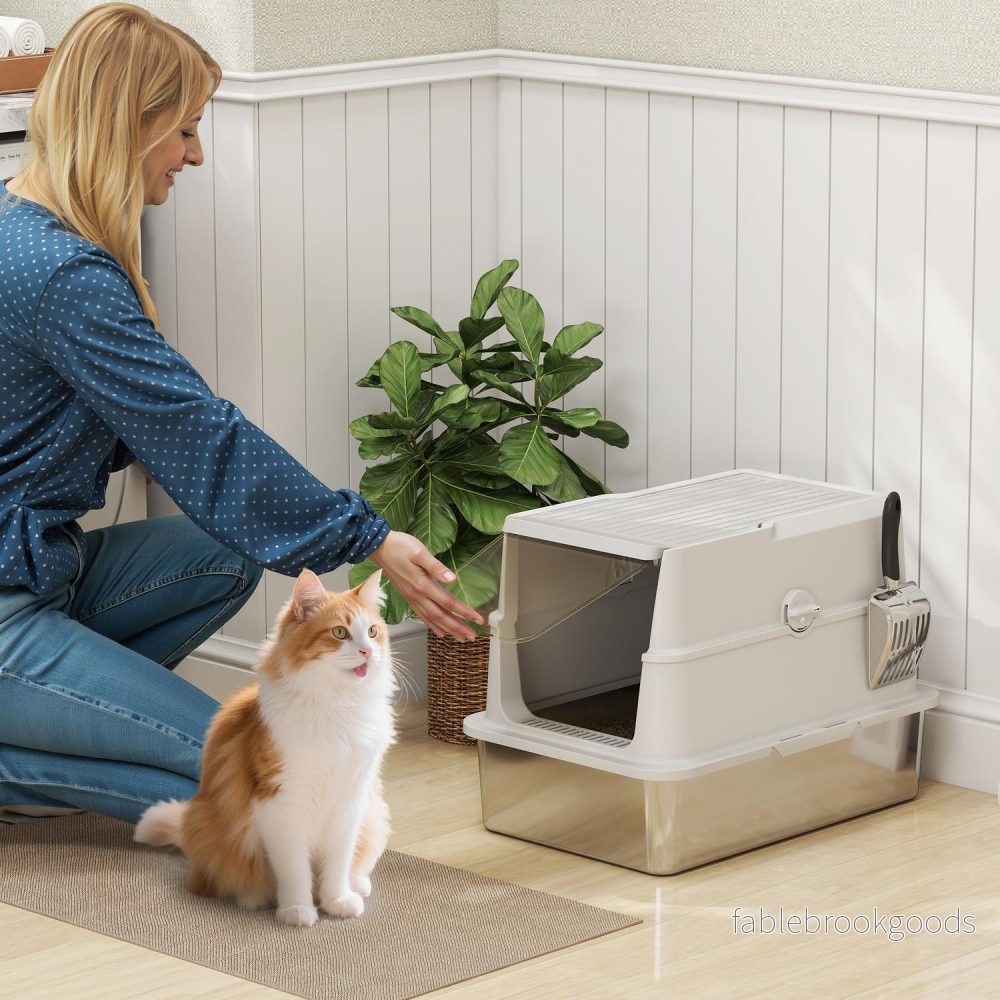 XL Katzenklo Edelstahl, Hellgrau, Mit Schaufel - Bild 2