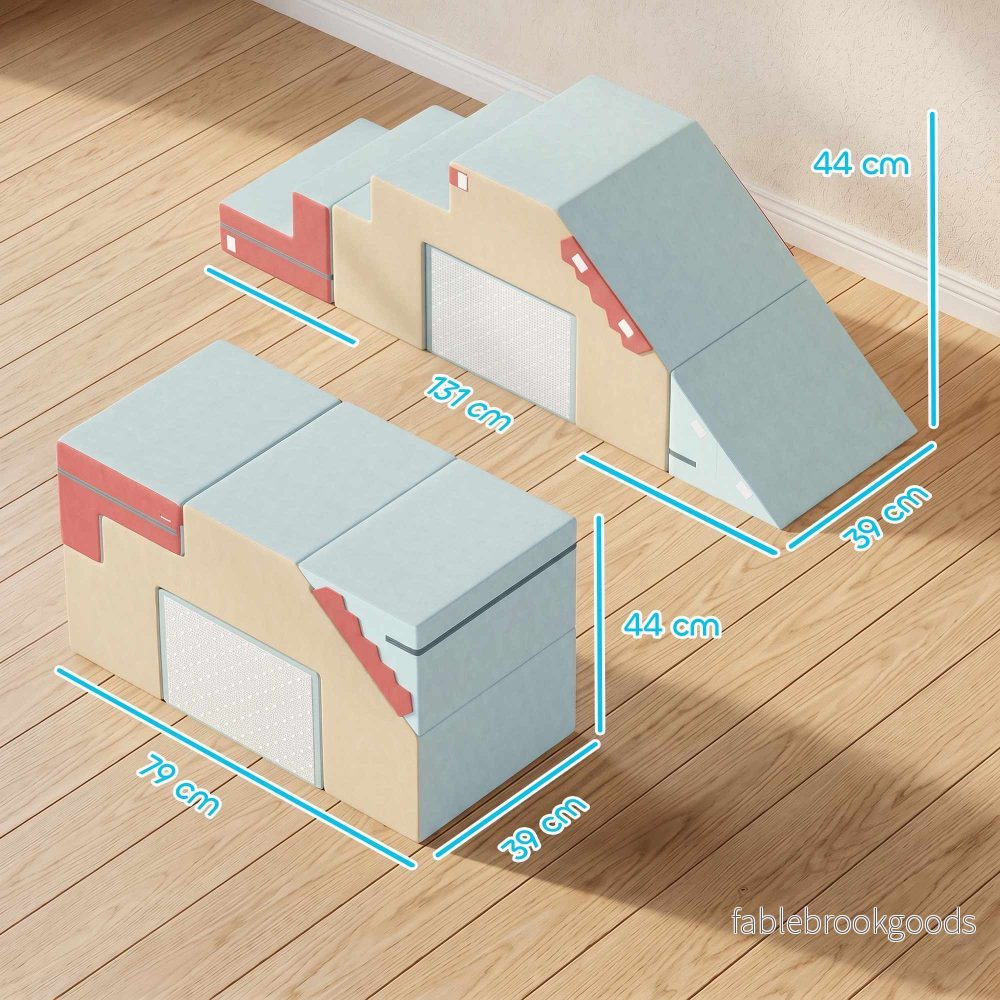 Set med klätterblock i skum för småbarn, 2 delar, avtagbara överdrag, blå - Bild 3