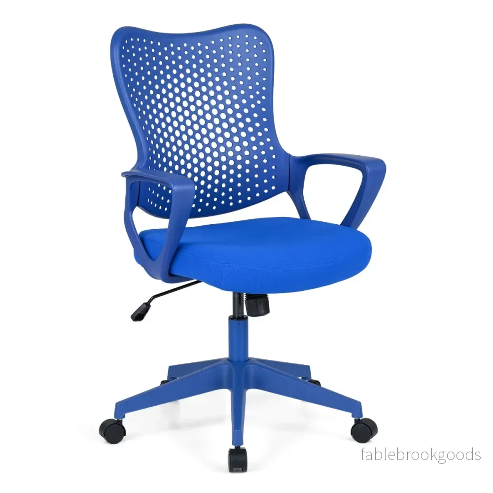 Ergonomisk – Kontorsstol Med Andningsaktivt Nät Ryggstöd Höjdjusterbar Roteringsstol – Blå