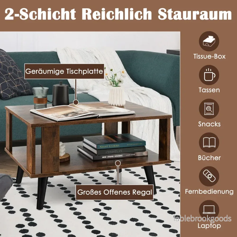 Soffbord – för små utrymmen vånings av trä – 2 70 x 50 x 41 cm – Rustik brun - Bild 2