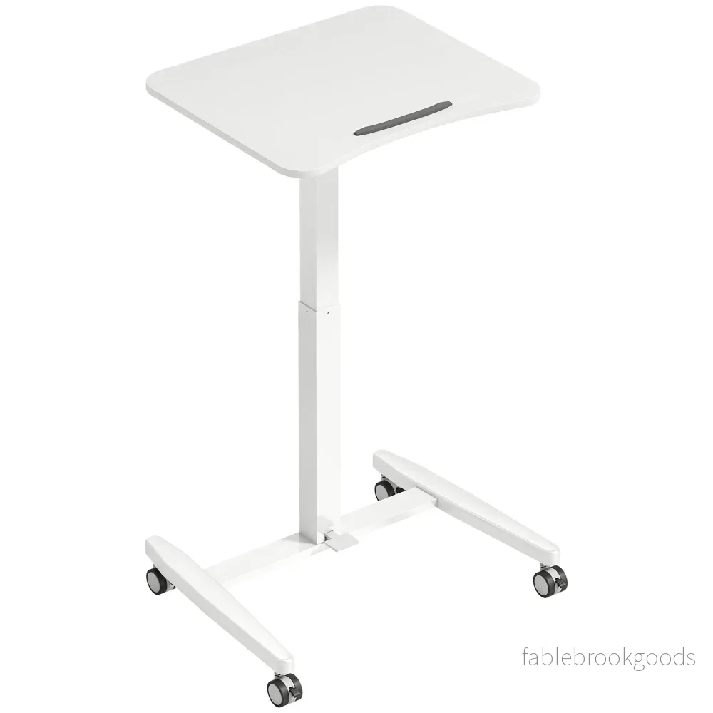 Ställbart ståbord – Tiltbar skiva, mobilt, vitt