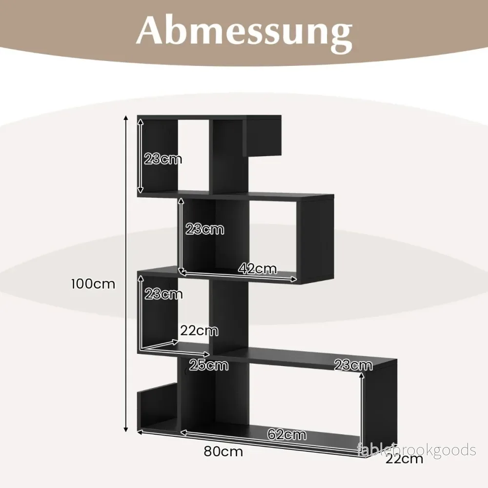 vånings – bokhylla Geometrisk förvaringshylla med öppna fack – 5 80 x 22 x 100 cm – Svart - Bild 2
