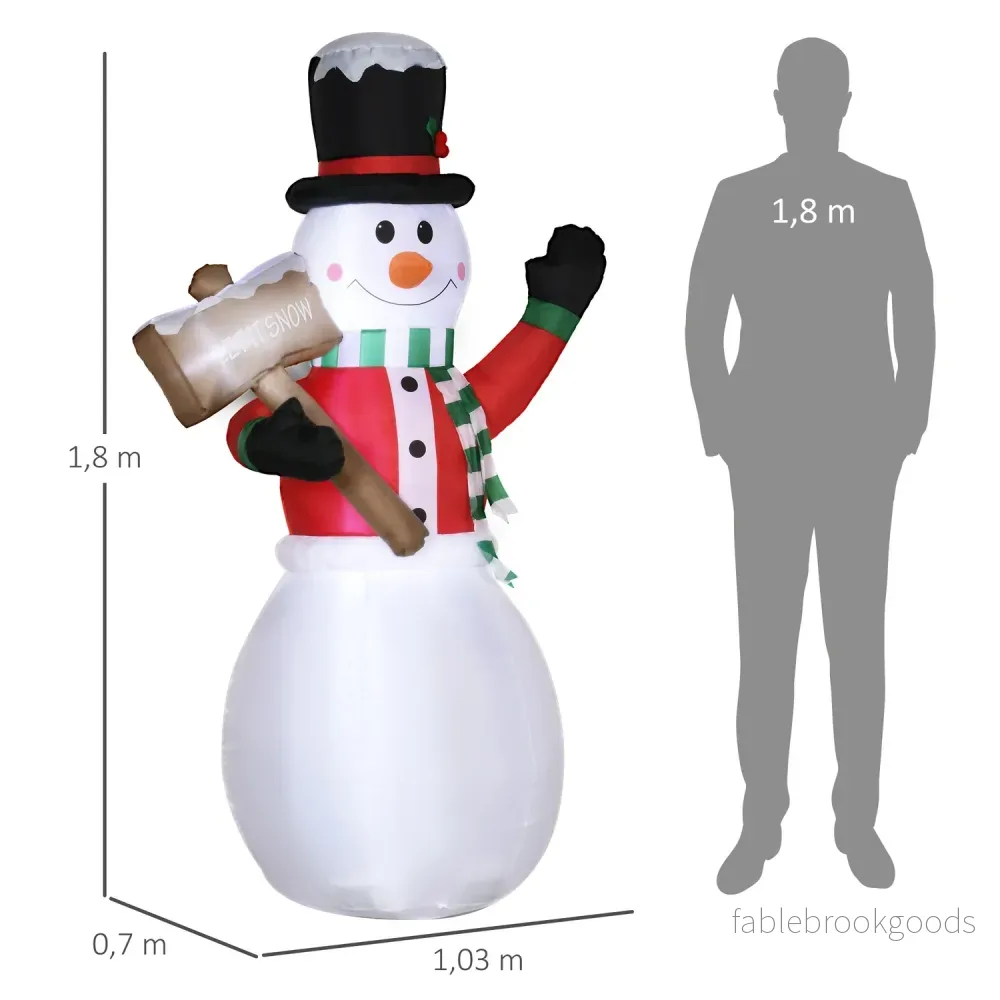 Uppblåsbar snögubbe med LED-ljus (180 cm) – Vattentät juldekor - Bild 3