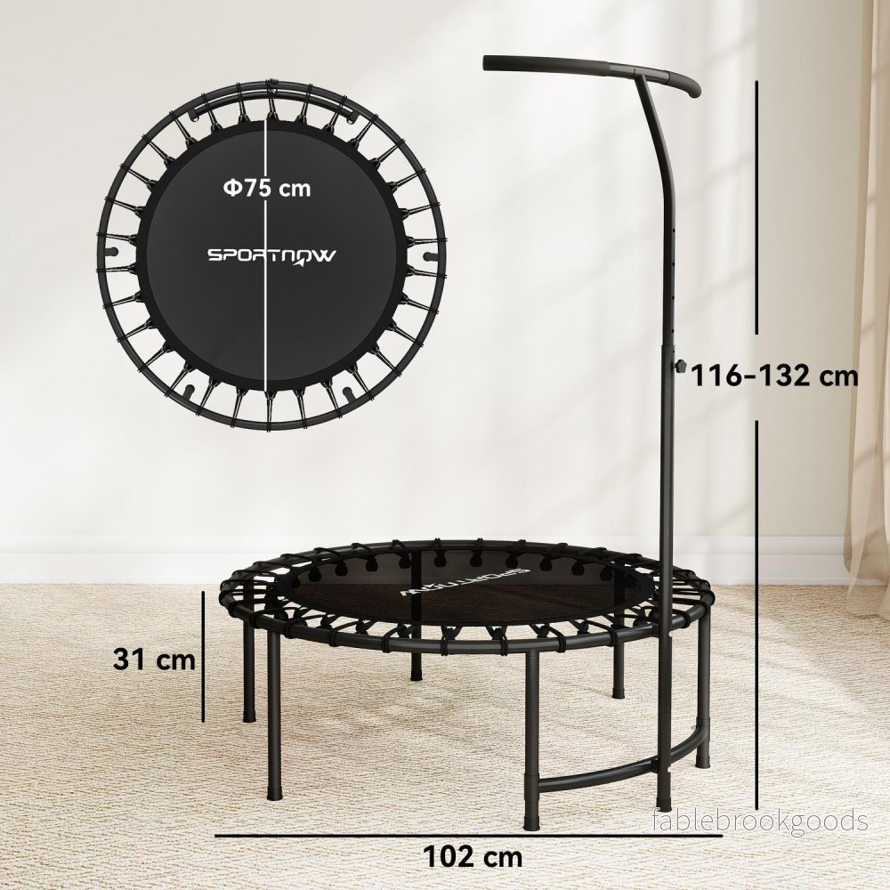 Rebounder-trampolin, justerbart handtag, svart - Bild 3