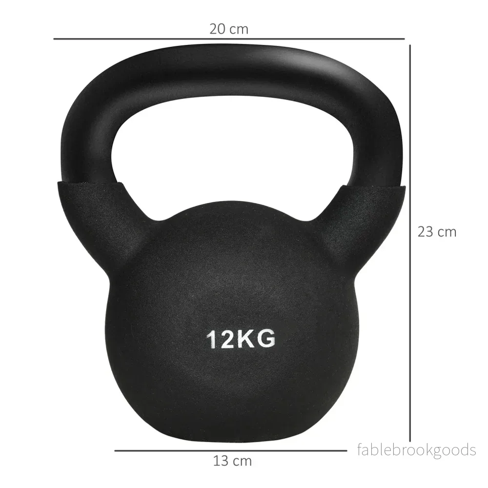 Kettlebell 12 Kg, Neoprenbelagt gjutjärn, golvvänlig - Bild 3