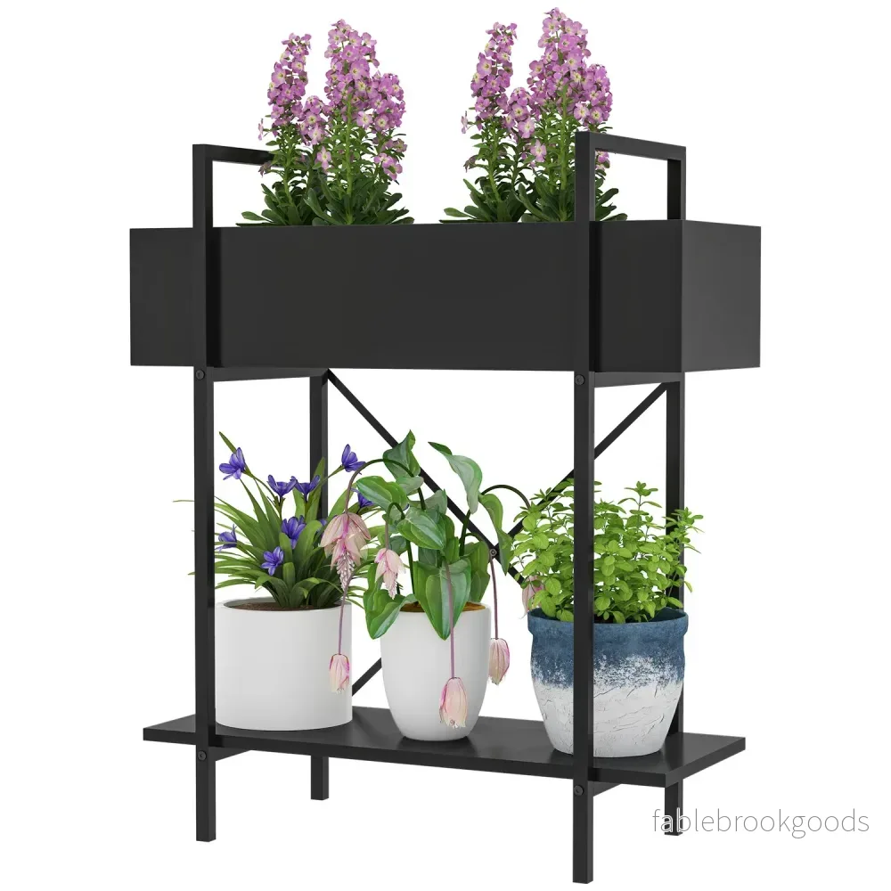 Plantställning i två plan i metall – inomhus/utomhus 70 cm hög Plantställning i två plan i metall – inomhus/utomhus 70 cm hög