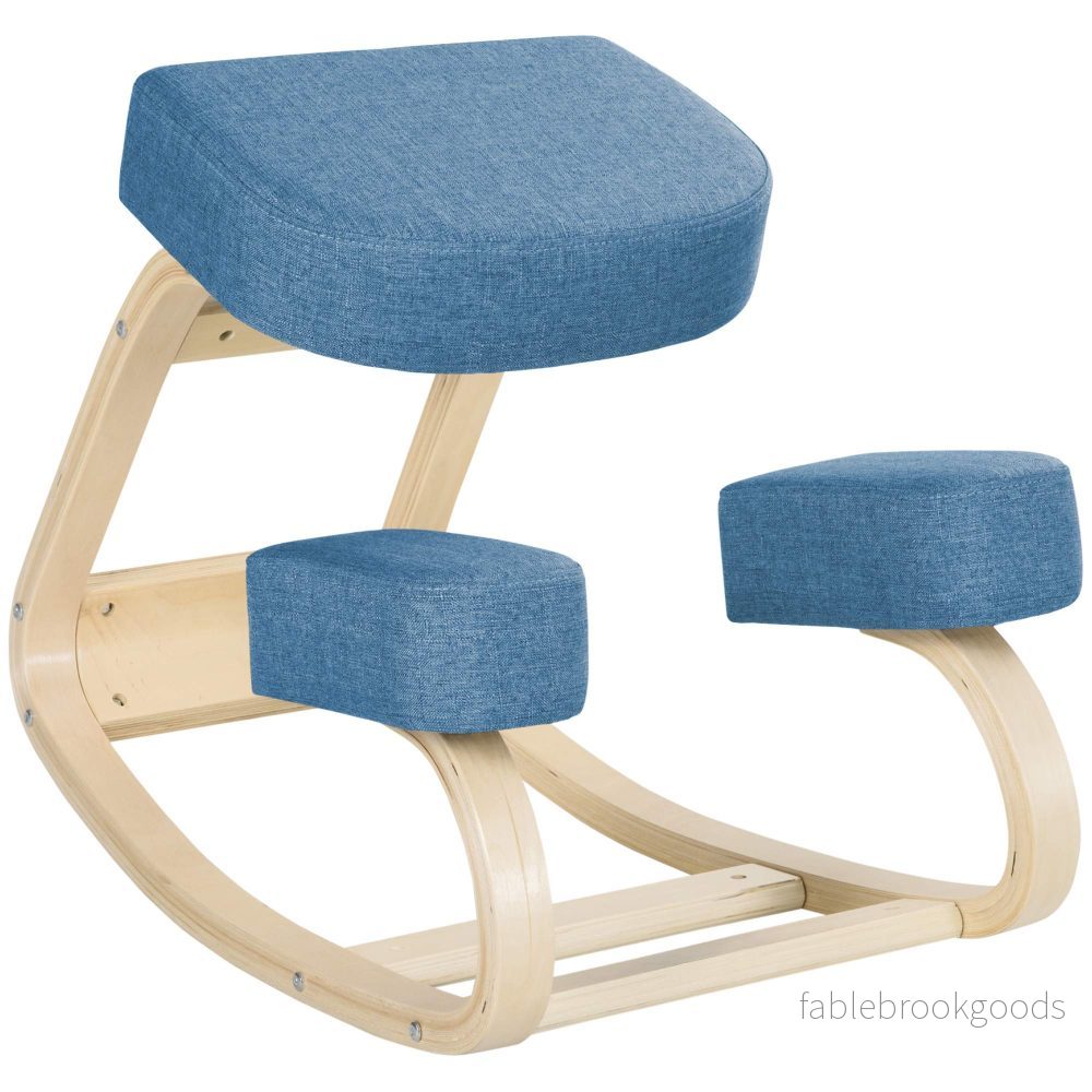 Ergonomisk knäböjstol, björkträ, 120 kg kapacitet, blå