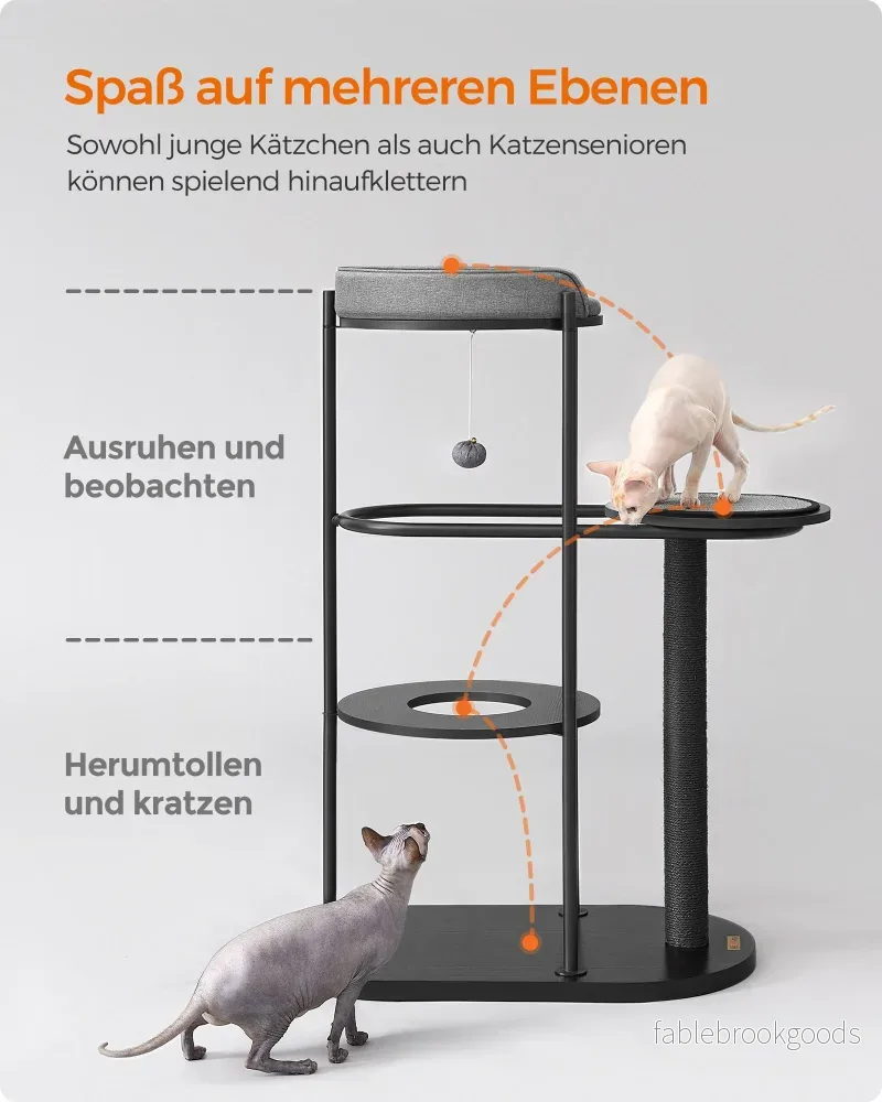 Skrapstolpe – 111 cm hög – klassisk svart sisal – svart - Bild 3