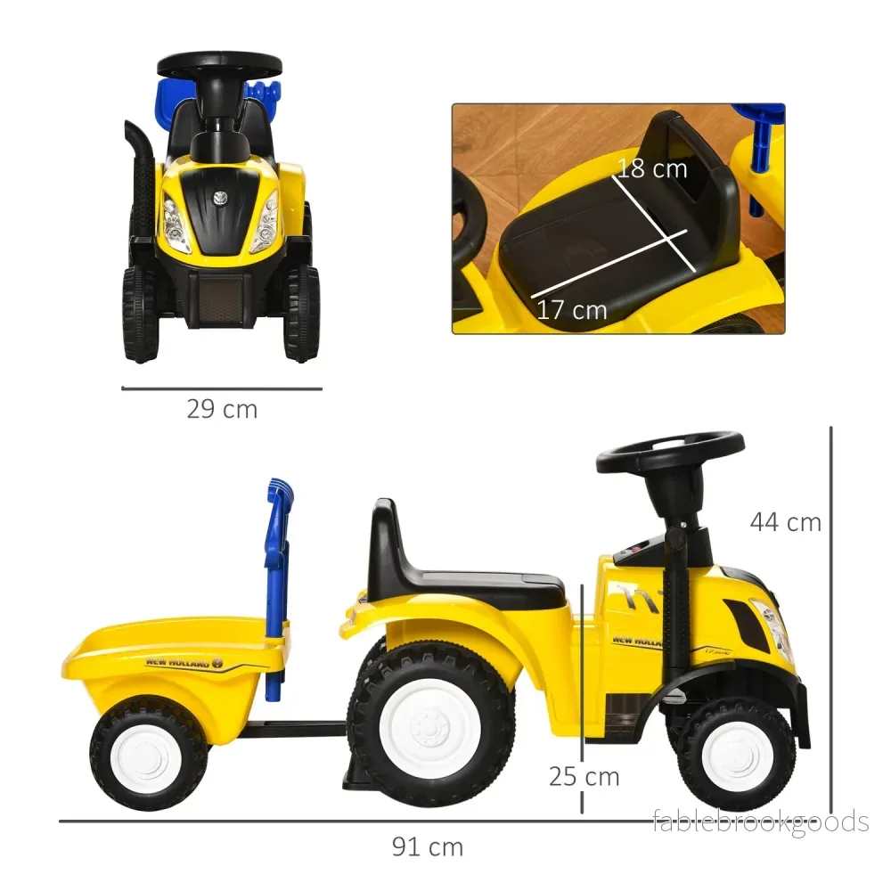 Gul åktraktor med släp och horn för barn - Bild 3