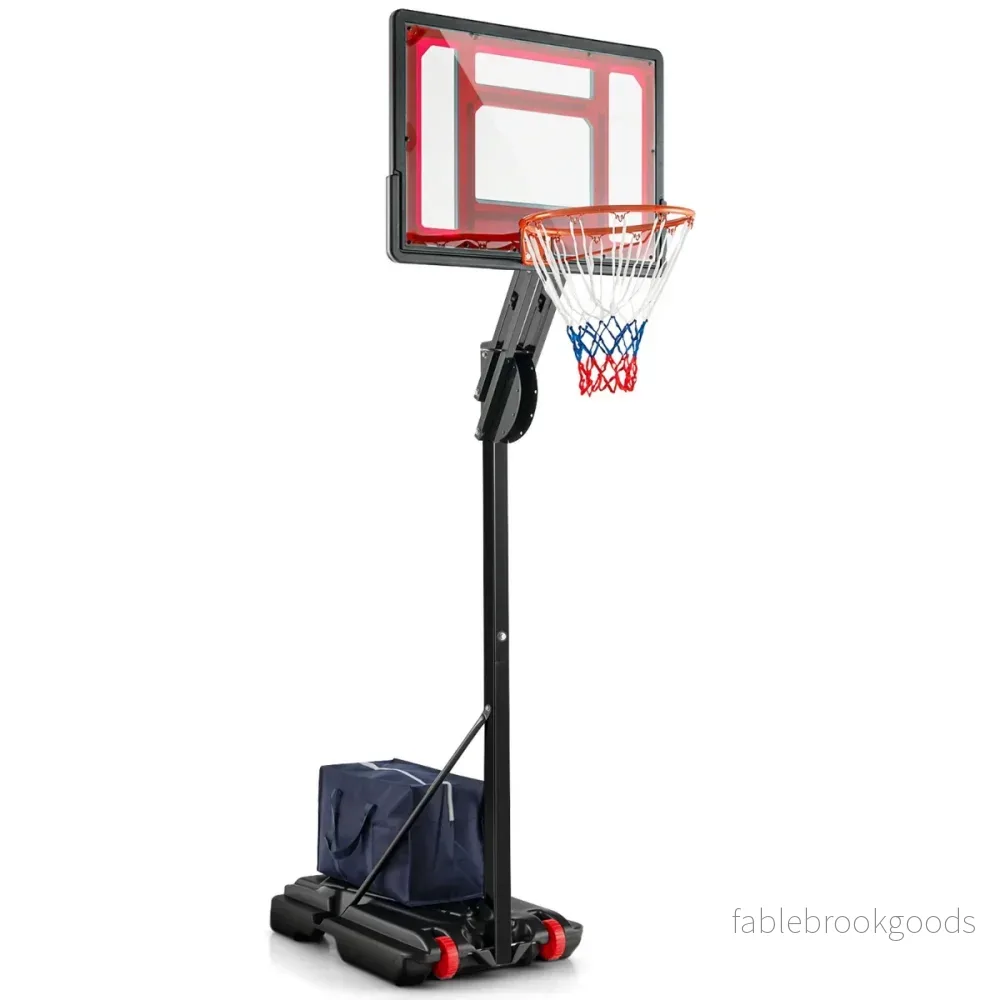 Höjdjusterbar – basketställning basketkorg med stativ och hjul – 2 105-260 cm – Svart