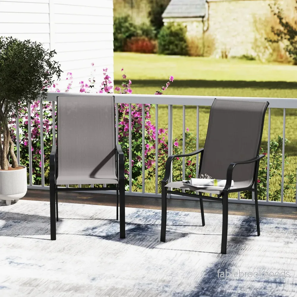 pack – trädgårdsstolar med hög ryggstöd, belastningskapacitet upp till kg, terrassstolar – 2 150 – Grå - Bild 3