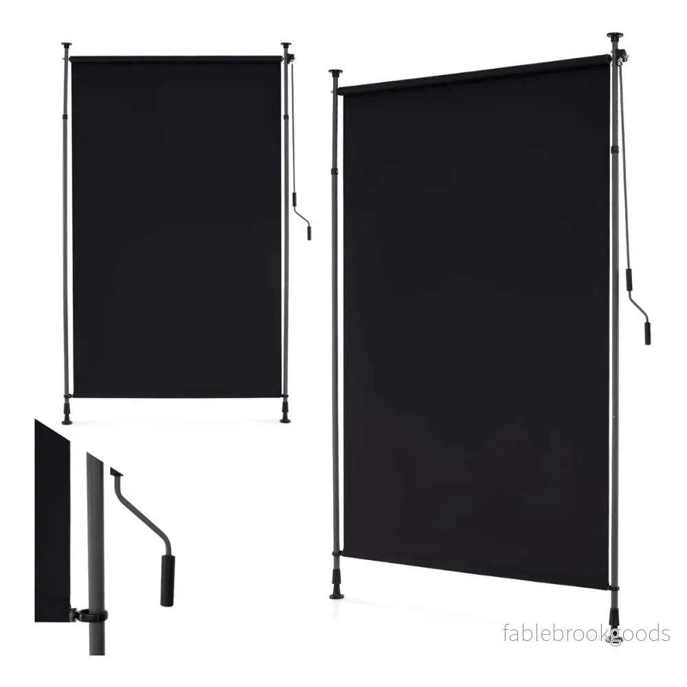 Utomhus – vertikalmarkis höjdjusterbar och utdragbar – 150 x 220-310 cm – Svart