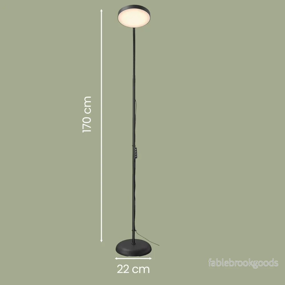 LED Vloerlamp - Dimbare Leeslamp - 360° Draaibaar - 170 cm - Matzwart - Bild 3