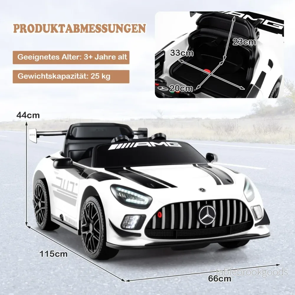 Ride – on Auto licensierad Mercedes AMG GT3 barnbil med fjärrkontroll hastigheter – 3 – Vit - Bild 2