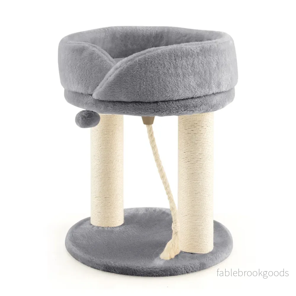 Cat – Tree Scratching Post med mjuk sits Sisal Tower för Cats – Grå - Bild 2
