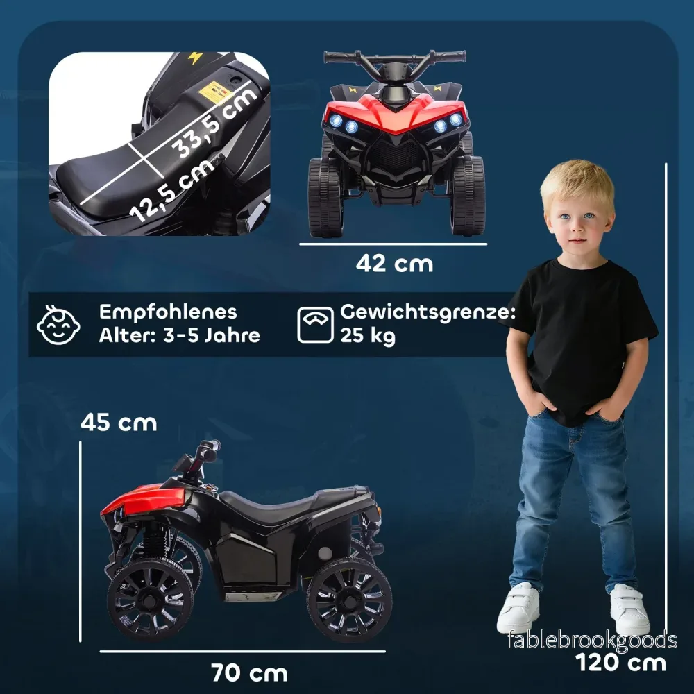 Barnens elektriska fyrhjuling 6V med fram/bak, musik, LED - Bild 3
