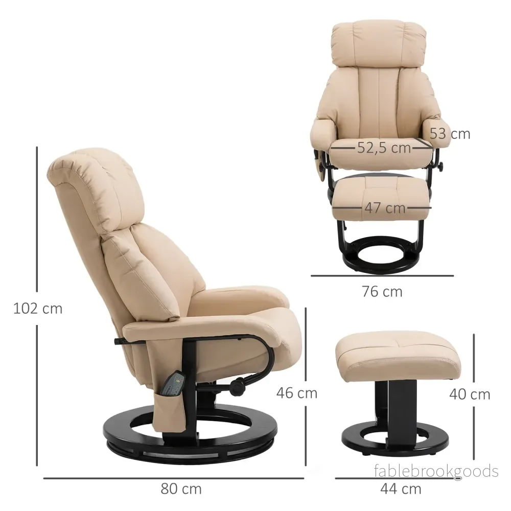 Beige Ergonomisk vilstol med massage & ottoman, 76x80x102 Cm - Bild 3