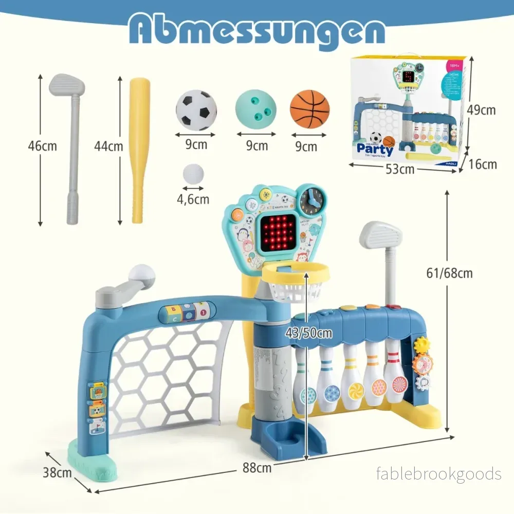 i – basketkorgsset Aktivitetscenter med justerbar Fotbollsmål Golf Bowling och Baseball – 5 1 – Flerfärgad - Bild 2