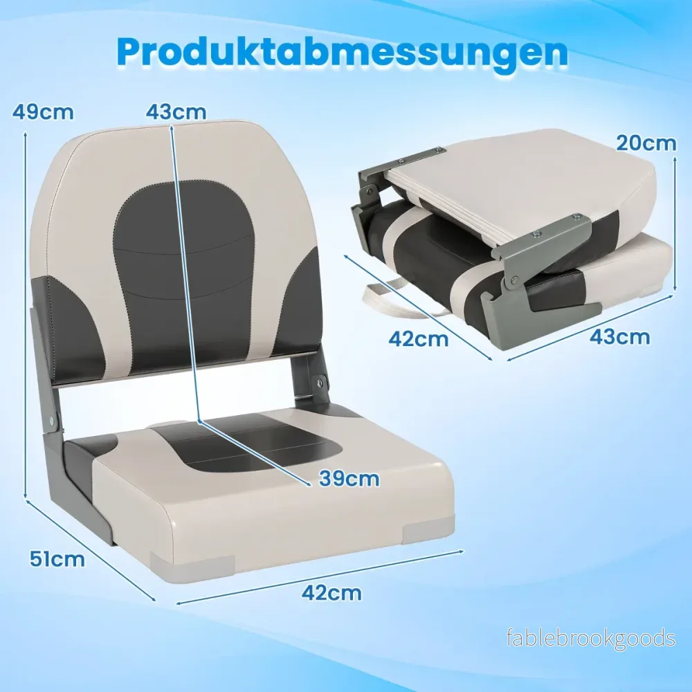pack – Fällbar Båtstol med Låg Ryggstöd Polstrad Styrestol – 2 – Grå - Bild 2