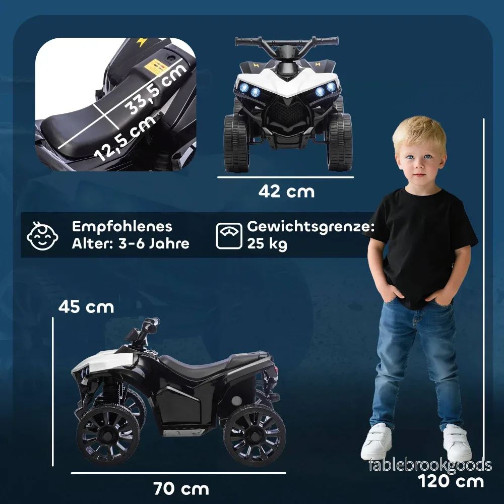 Elfyrhjuling för barn – 6V-motor, musik, strålkastare, 3-6 år - Bild 3