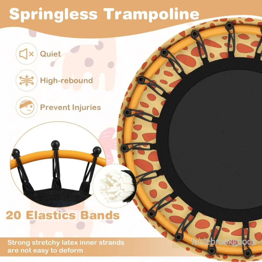 Barnstudsmatta – med handtag och kantfodral Minitrampolin giraffmotiv – Ø 71 cm – Orange - Bild 3