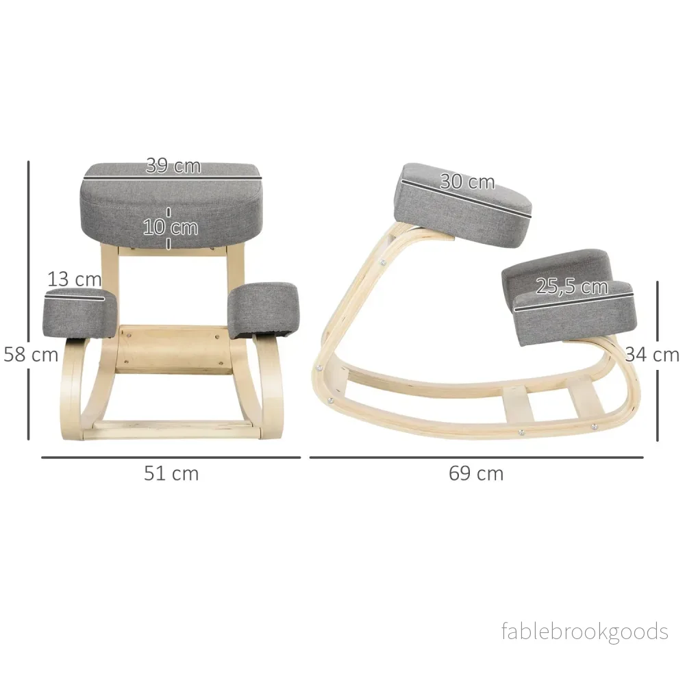 Ergonomisk knästol, björkträ, 120 kg kapacitet, grå - Bild 3