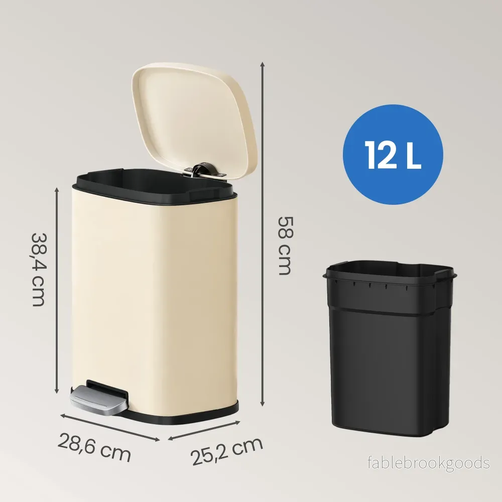 Pedaalemmer - 12 Liter - Soft-Close Deksel - Staal - Beige - Bild 3