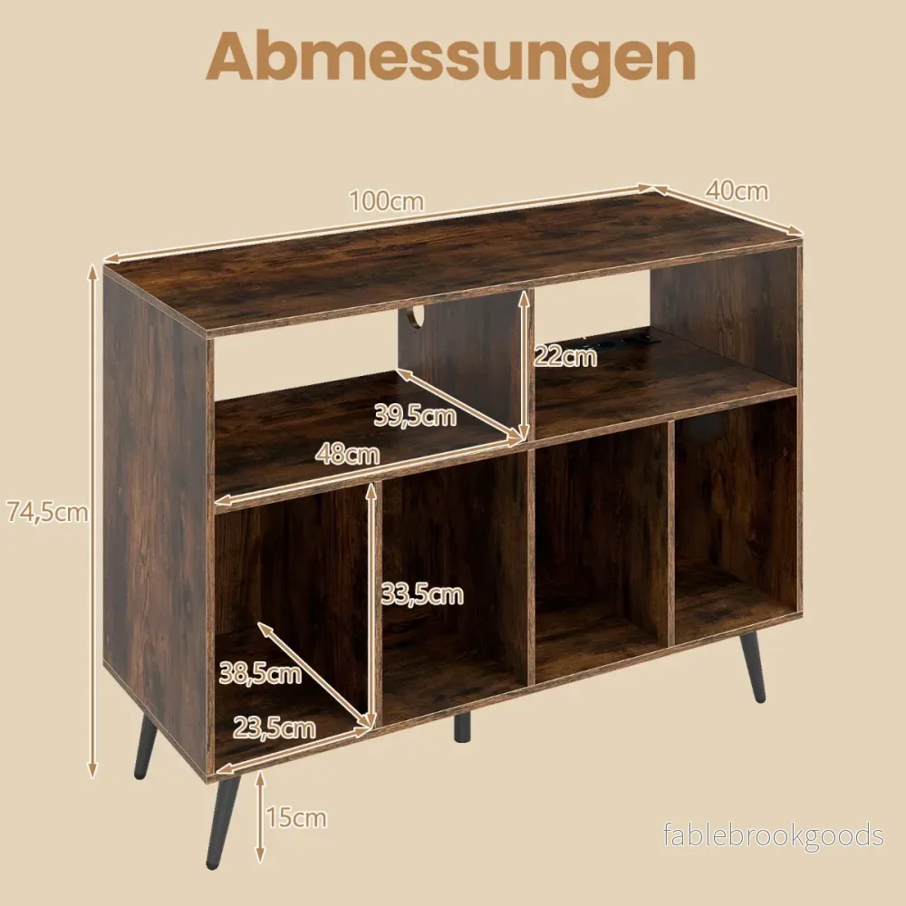 stegs – skivspelareställ med laddstation och vinylförvaringshyllor – 3 – Brun - Bild 2