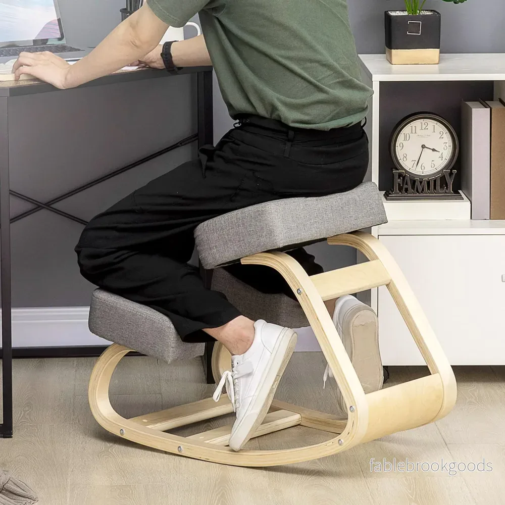 Ergonomisk knästol, björkträ, 120 kg kapacitet, grå - Bild 2