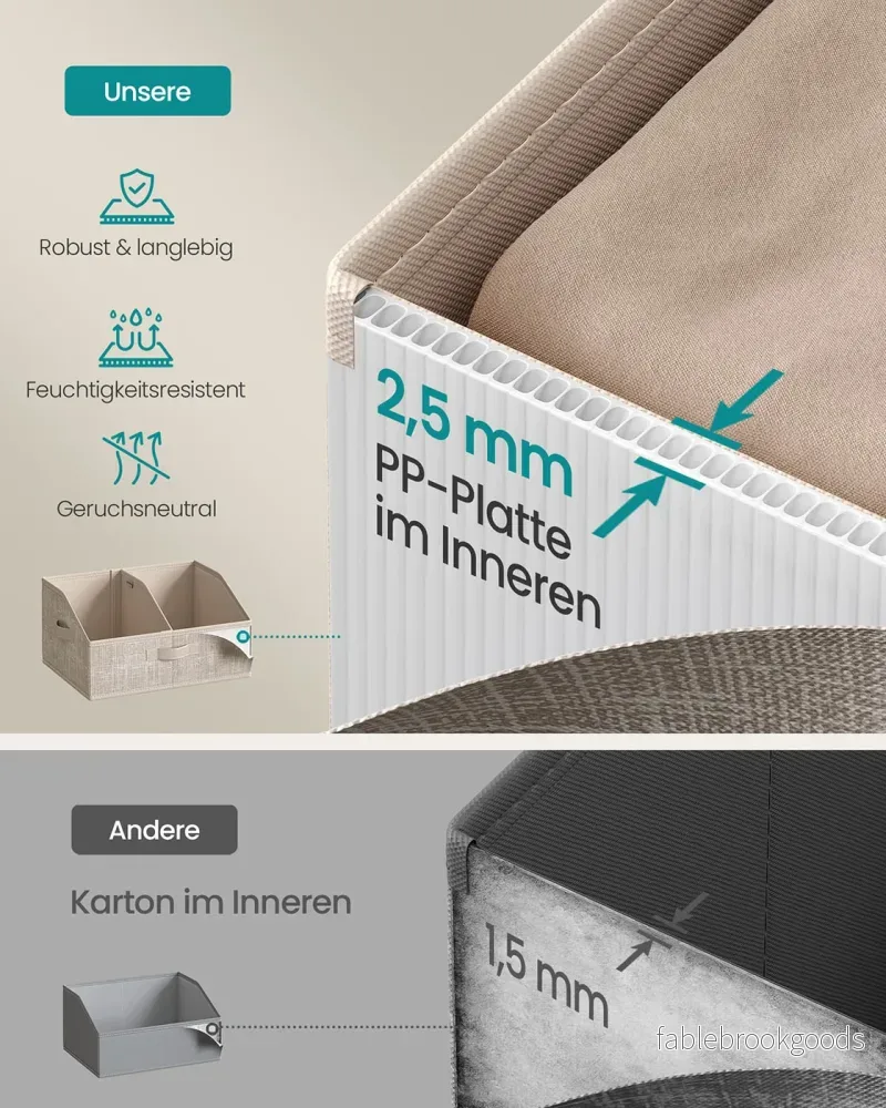 Förvaringslådor set om 6 – Fibertyg – Sandbeige - Bild 3