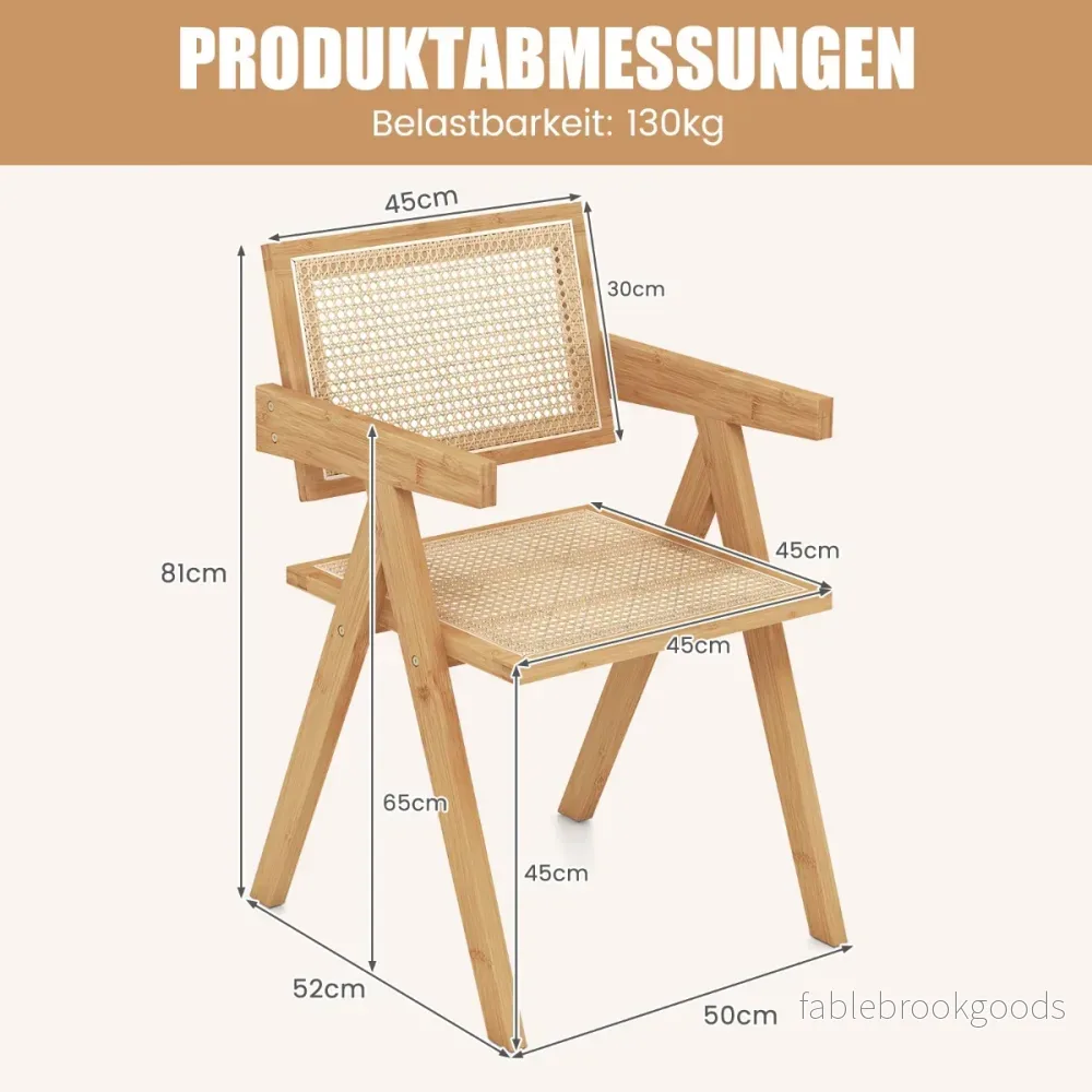 Set – med matsalsstolar köksstolar gjorda av bambu och simulerad rotting – 4 50 x 52 x 81 cm – Natur - Bild 2