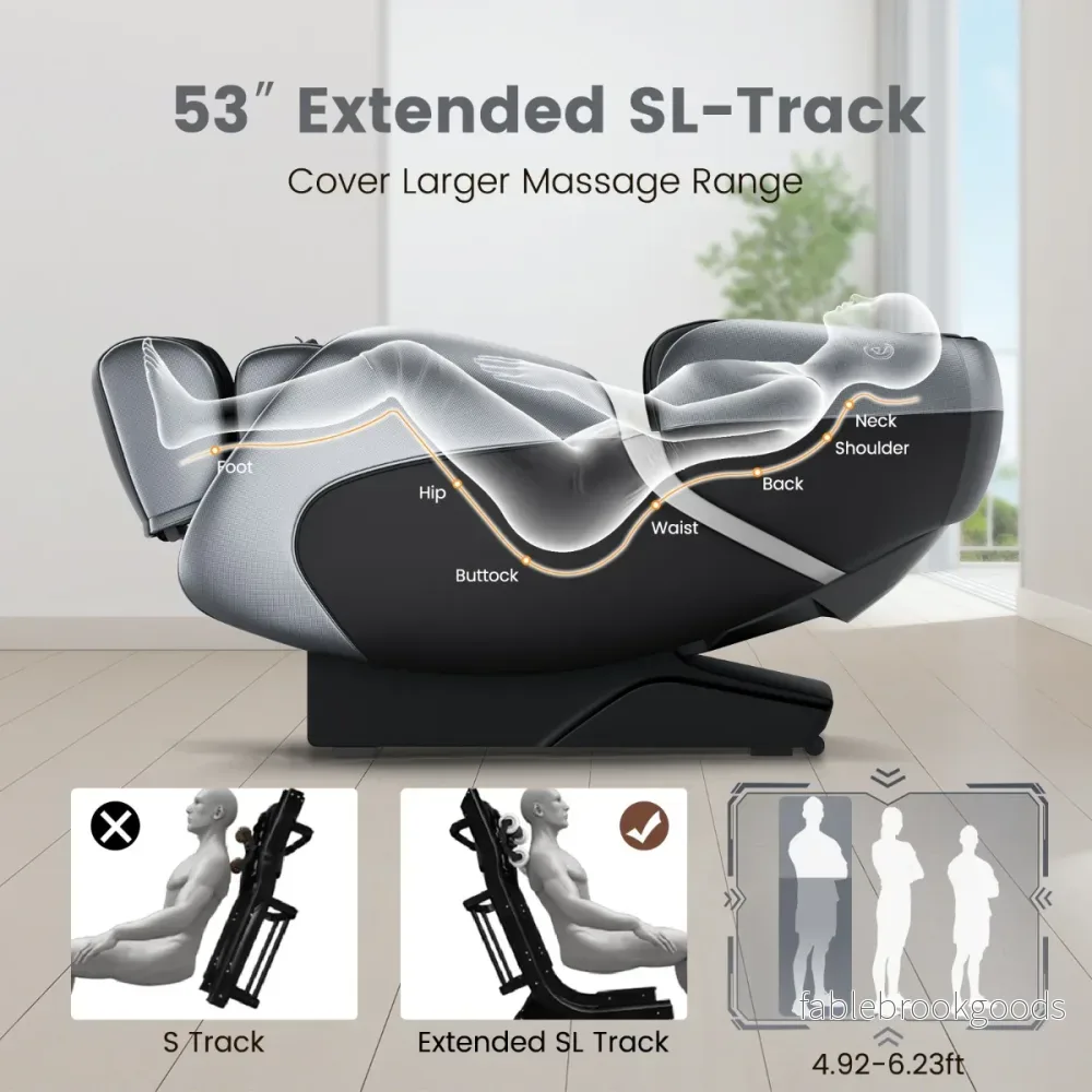 Relaxe – Hela kroppen massagestol Zero Gravity SL Track med luftkompression och värme – Svart - Bild 3
