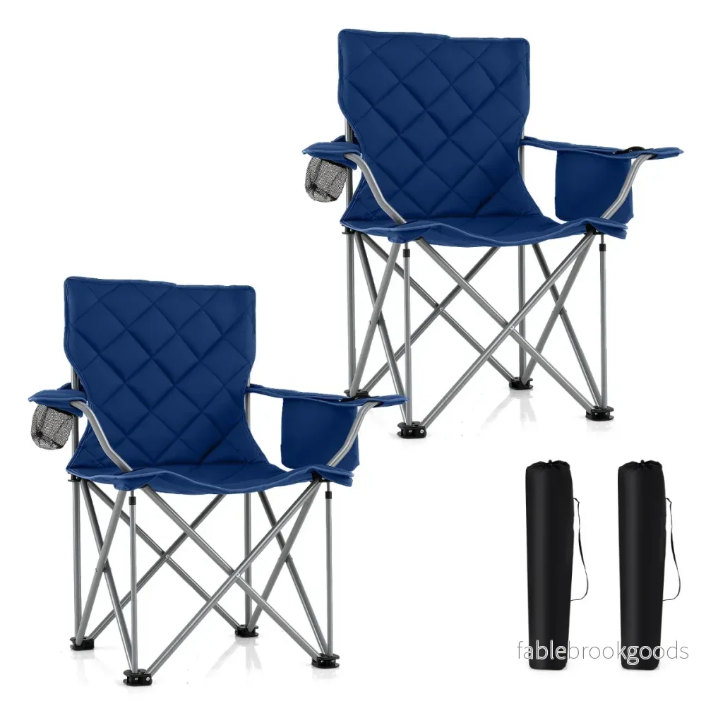 pack – hopfällbara campingstolar med kylväska och dryckeshållare, bärbar upp till kg, dämpad fiskestol – 2 227 – Blå