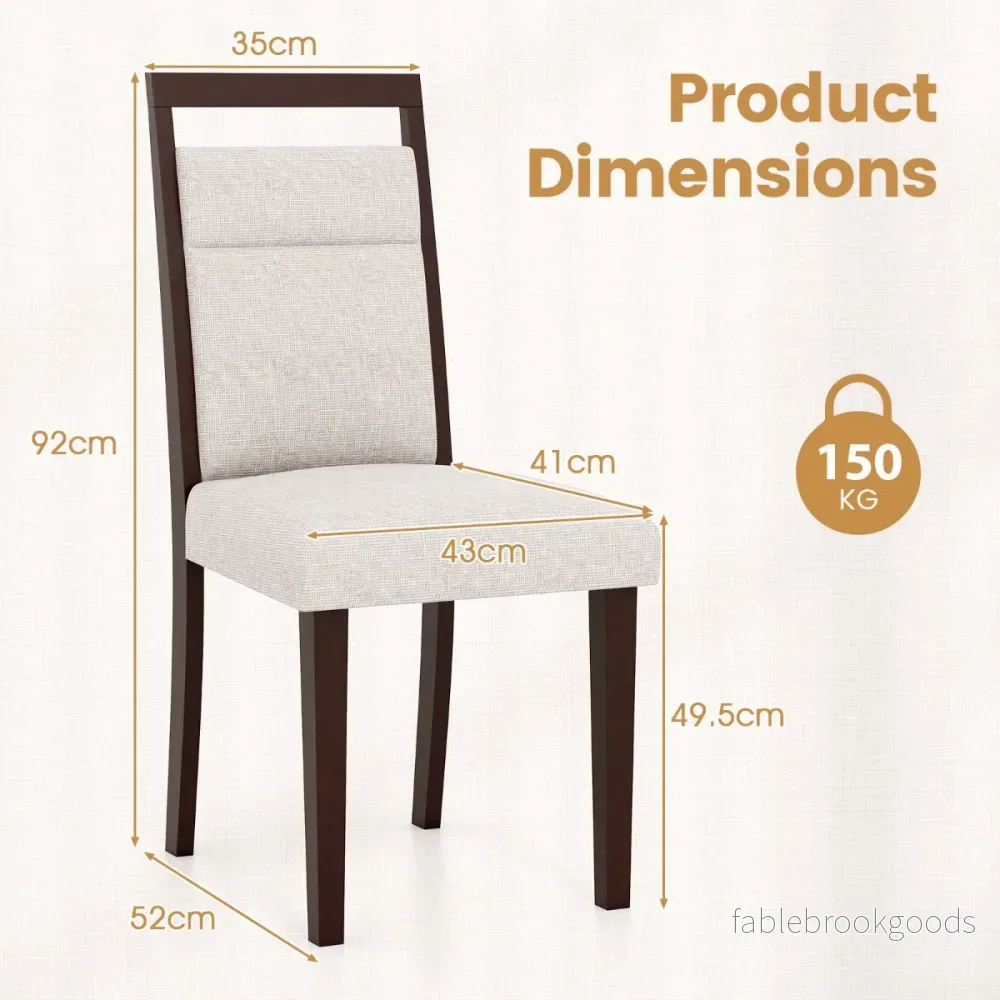 pack – stoppade matsalsstolar Köksstol med sits och lutbart ryggstöd – 2 – Beige - Bild 2