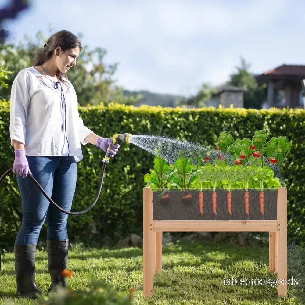 upphöjd – bädd med dräneringshål och transparenta akrylpaneler – 130 L 100 x 59 x 77 cm – Natur - Bild 3