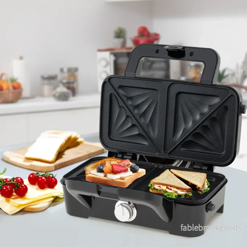 i – Våffeljärn och Panini press Smörgåsgrill Bärbar Elektrisk – 3 1 – Svart - Bild 3