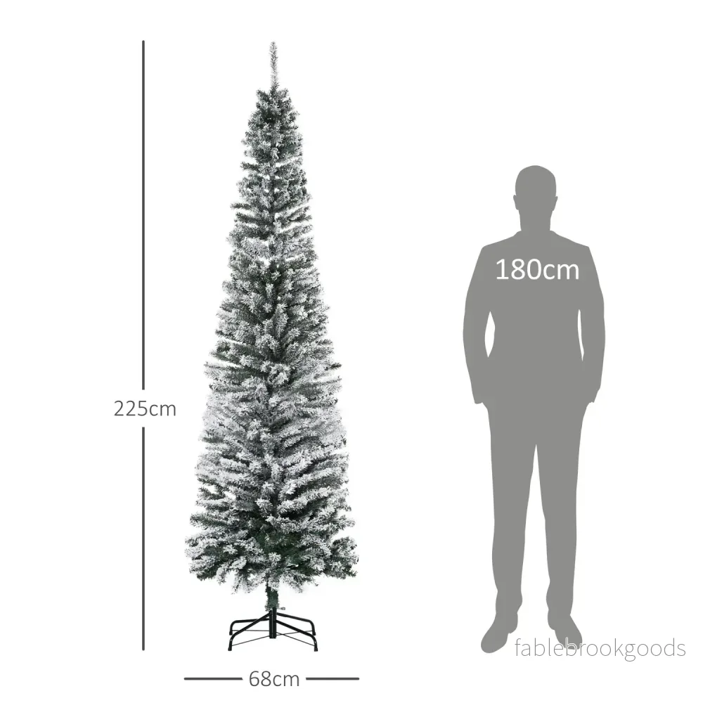 Smal konstgjord julgran med snöig beläggning, 225 cm - Bild 3