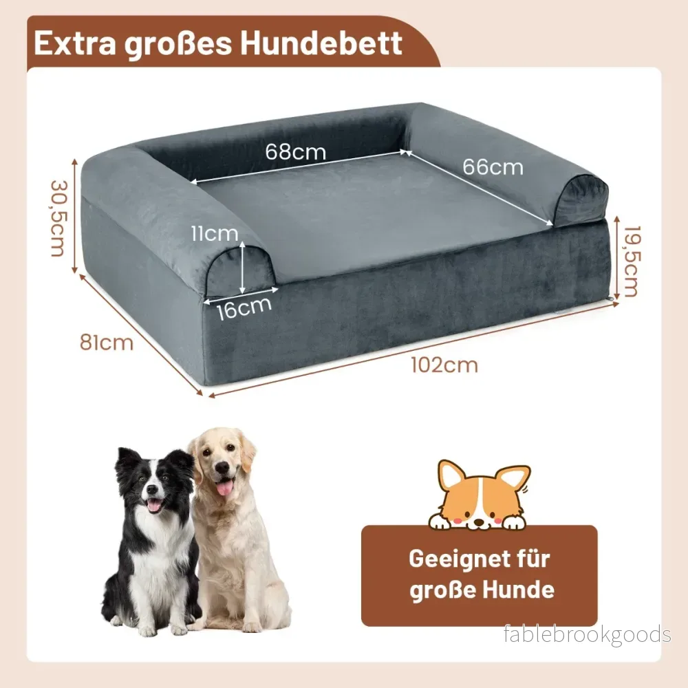 Ortopedisk – hundsäng för artrit och äldre hundar, husdjurssäng med nackstöd, avtagbart tvättbart överdrag, – . – Grå - Bild 2