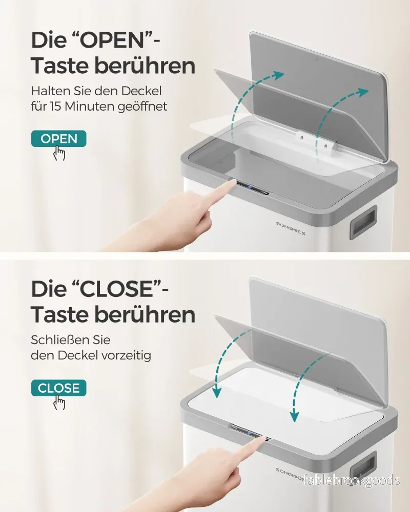 Soptunna – Rörelsesensor – Stål – Molnvit - Bild 3