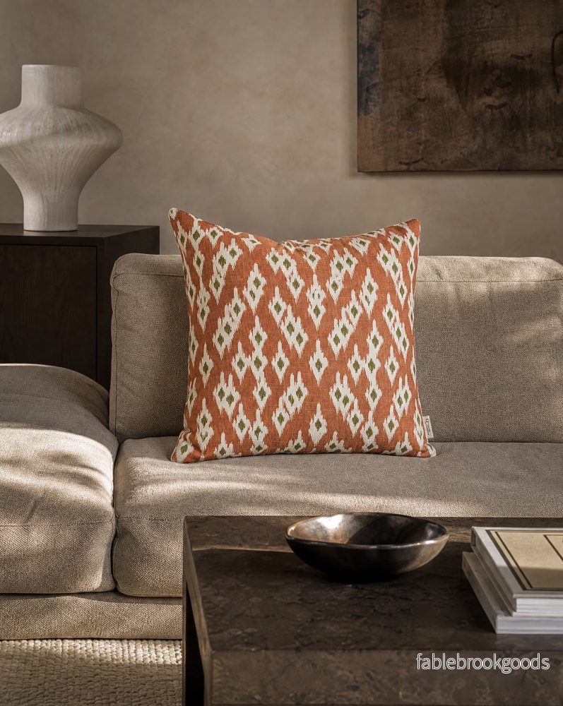 Kuddfodral Ikat Diamond Terracotta - Bild 2